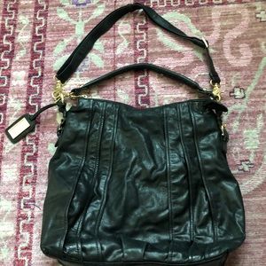 Badgley Mischka black leather Bucket Bag